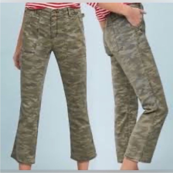 Anthropologie Pants - Anthropologie Camo Crop Flare